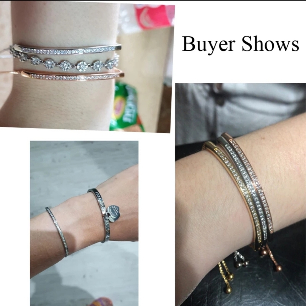 SOLD SOLD SOLD Silver Bar Slide Bangle Bracelet - Picture 4 of 4